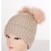 's Winter Chunky Knit Beanie Hat with Double Faux Fur Pom Pom Ears  eb-35736244